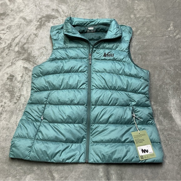 REI 650 Down Quilted puffer Vest Womens Large Tundra teal outdoor hiking trail - Picture 11 of 11